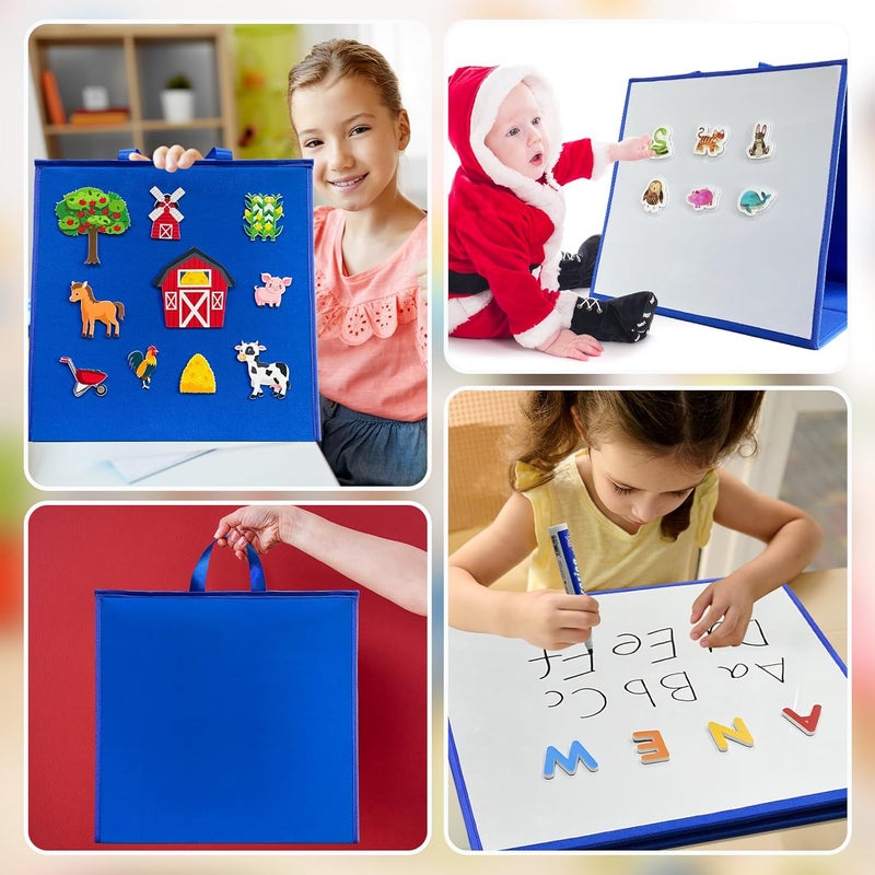 PENGFULL Felt Flannel Board/Dry Erase White Board for Toddlers,17.3 * 17.3in,Double-Sided,Folding,Standing,for Wall,Classroom,Preschool,Kiddie Corner,Interactive,Gifts for Kid - Image 5